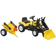 Kids Ride-On Bulldozer Excavator Toy   Pedal Drive w/ Working Bucket  Trailer
