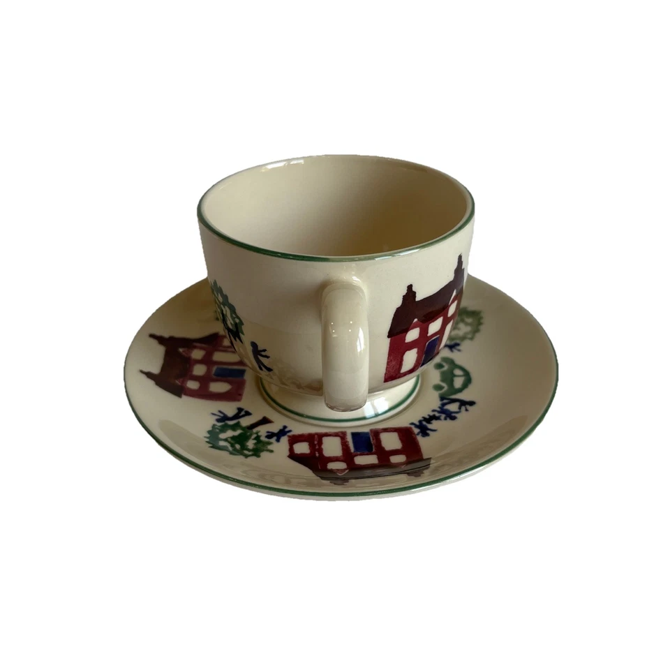 Emma Bridgewater Childline and Harrods Spongeware Cup and Saucer Rare 1993 - Image 3 of 4