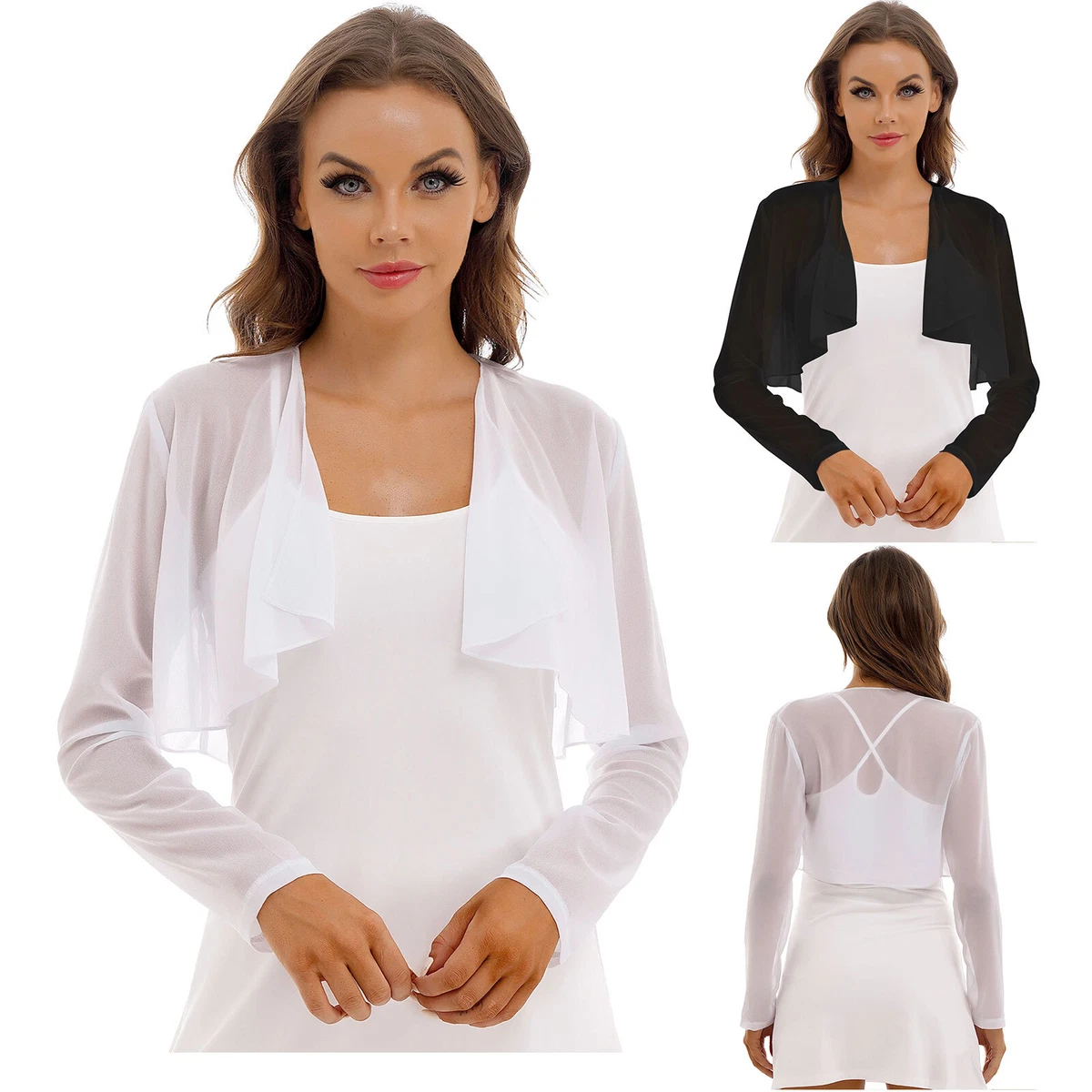 Sheer white bolero shrug top