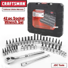 CRAFTSMAN TOOLS 42pc 1/4 & 3/8 Wrench Hex Torx Bit Socket Set SAE and Metric NEW