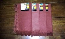 4 FIESTA napkin FRINGE DETAIL paprika NEW 100% Cotton