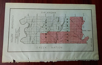 1899 Seminole, Creek, Indian Nation Land Survey Map Progress of Appraisement