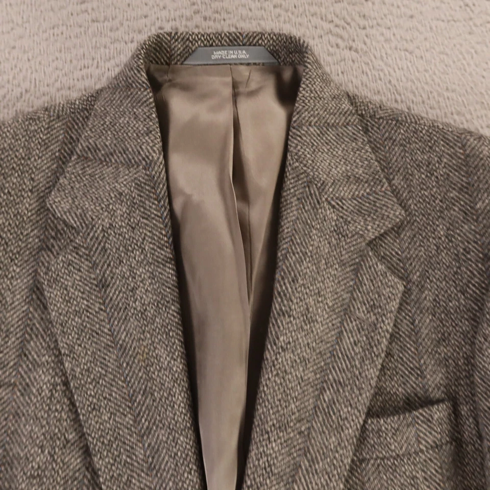 Chaqueta de tweed vintage M gris negro espiga cebada lana Blazer EE. UU. 40R Foto 2 de 4