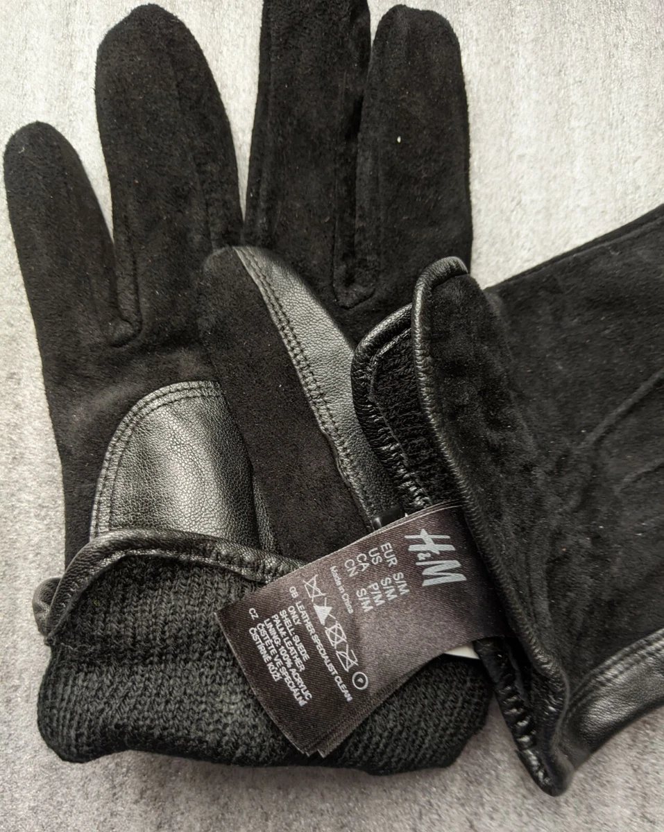 H M Women s Suede Black with Leather Palms Gloves Size S M Brand