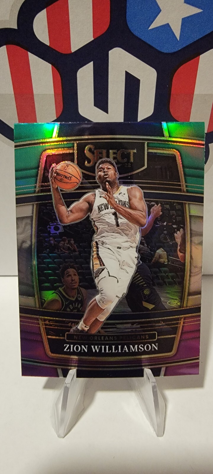 Zion Williamson 2021-22 Panini Select Green White Purple Prizm Concourse   #96