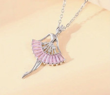 ballerina necklace pink fashion jewelry NEW Free Shipping