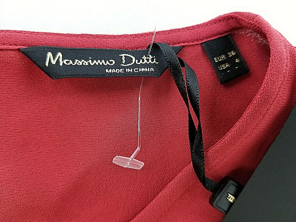 Massimo Dutti women blouse shirt top dress red sz 4 MSRP $67