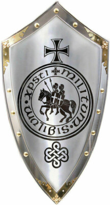 28'' Inch Medieval Reproduction Made Solid Steel & Brass Templar Armor Shield New