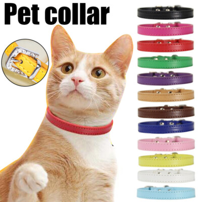 Pet Cat Collar Necklace Safety Leather Adjustable Puppy Neck Strap Dog  Collar