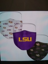LSU Facemasks 3 Pack Brand New One Size