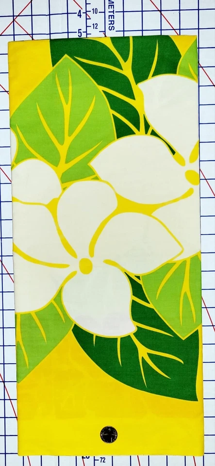 Tela verde amarilla flor hibisco floral estampado borde hawaiano 1 1/4 yarda Foto 3 de 4