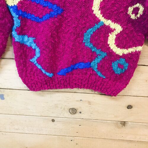 Suéter de colección Ricki Miss Erika rosa abstracto años 80 para mujer mediano gran tamaño acrílico - Imagen 7 de 9