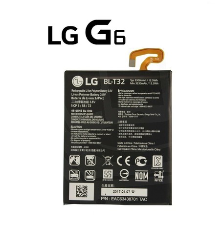 Audiosystem Batteria Per LG G6 (H870) 3300mAh BL-T32 Al Polimero Di Litio - Kit Montaggio Incluso, Ricambio Pila