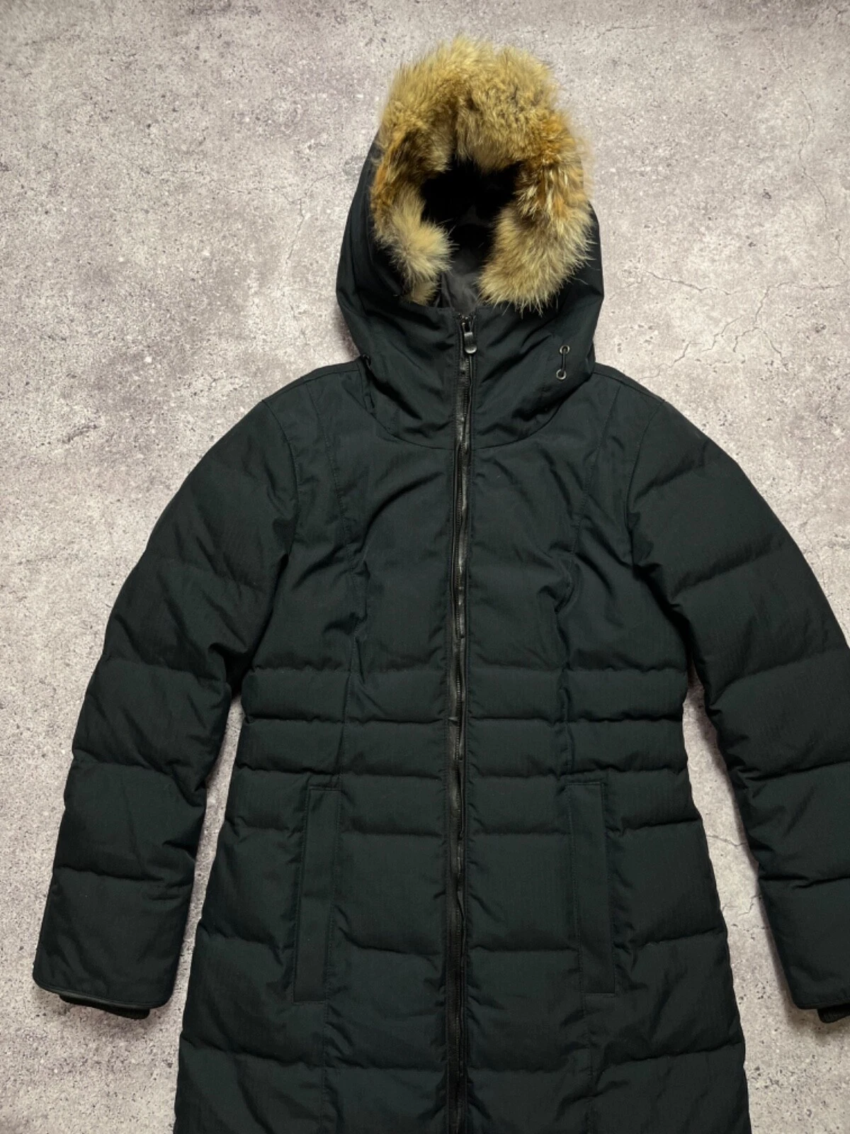 Canada Goose Pembina cappotto giacca con pelliccia etichetta nera donna taglia S piumino d'oca