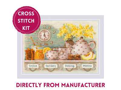 RIOLIS Gezähltes Kreuzstich-Set 1873 Tea Time - Tischset für eine Teeparty Vi...