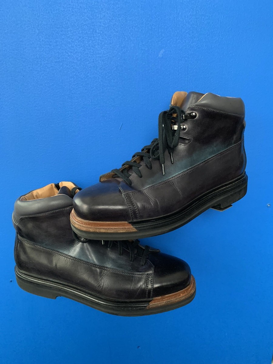 SANTONI EVEREST HIKING BOOT US 9.5 D DERBY BURNISHED NAVY ZIPPER $1095 | WORN 5x SANTONI EVEREST HIKING BOOT US 9 D DERBY  main image 4