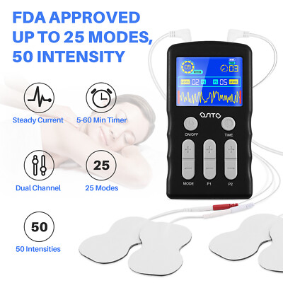 TENS Unit Rechargeable EMS Muscle Stimulator Massager Pain Relief 2 Channel