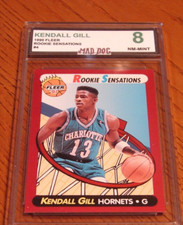 KENDALL GILL Rookie****1990 FLEER--SENSATIONS---MINT 8---HORNETS***Mad Dog