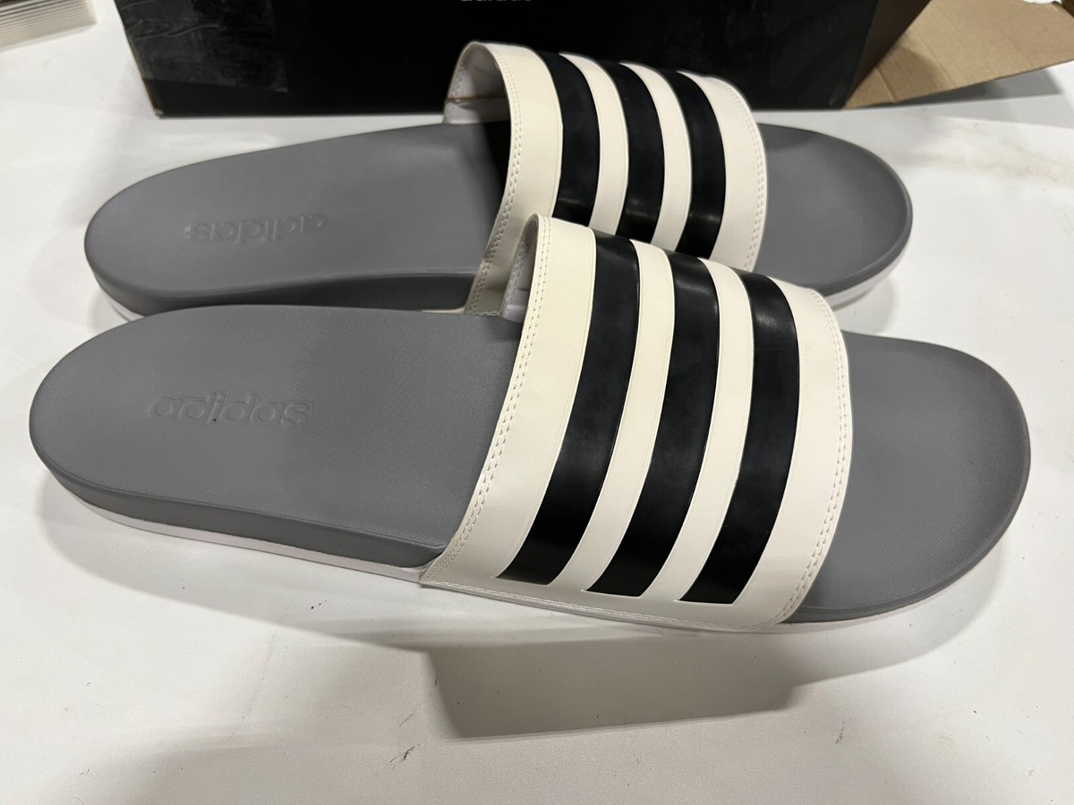 Adidas ADILETTE COMFORT Slide Sandal Shoe White Grey Black GZ5895 MENS SIZE 18 Adidas ADILETTE COMFORT Slide Sandal Shoe White Grey Black  main image 2