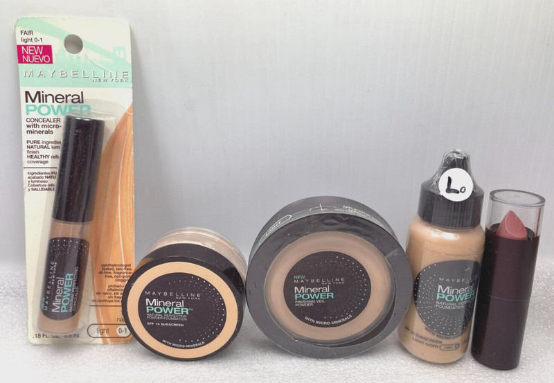 MAYBELLINE MINERAL POWER Powder, Foundation, Veil LIGHT,Concealer FAIR, Lipstick
