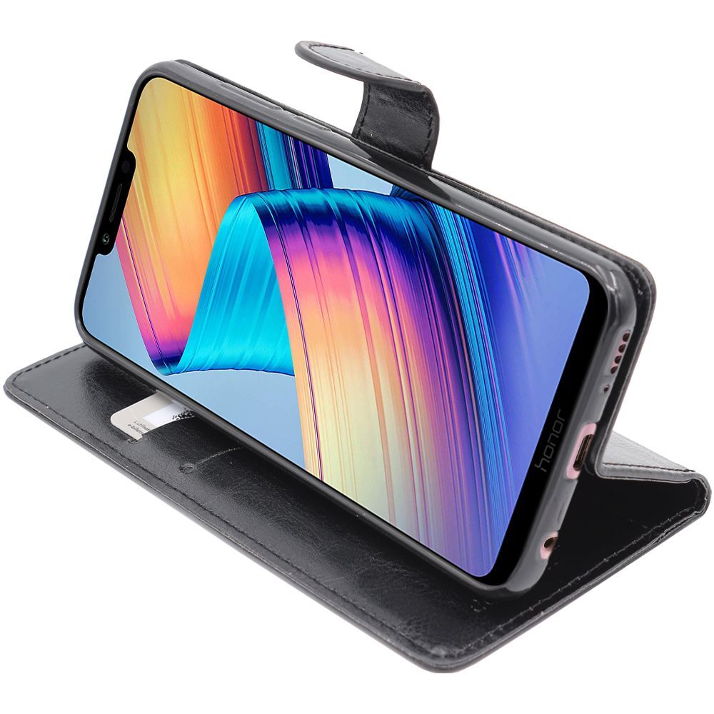 Cover Huawei Honor Play Custodia Portafoglio Pelle PU Libro Flip, Nero