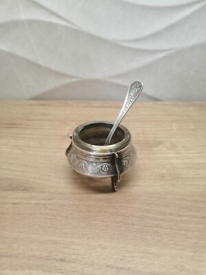 Vintage salt shaker USSR Cupronickel with a spoon  1960