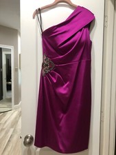 DAVID MEISTER  STUNNING FUCHSIA  COCKTAIL DRESS. BEADED DETAIL AT WAIST.