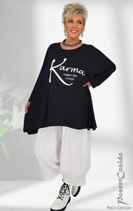 Damenshirts Übergröße Shirt Tunika Bluse Mit Kette Oversize 48 50 52 54 #11