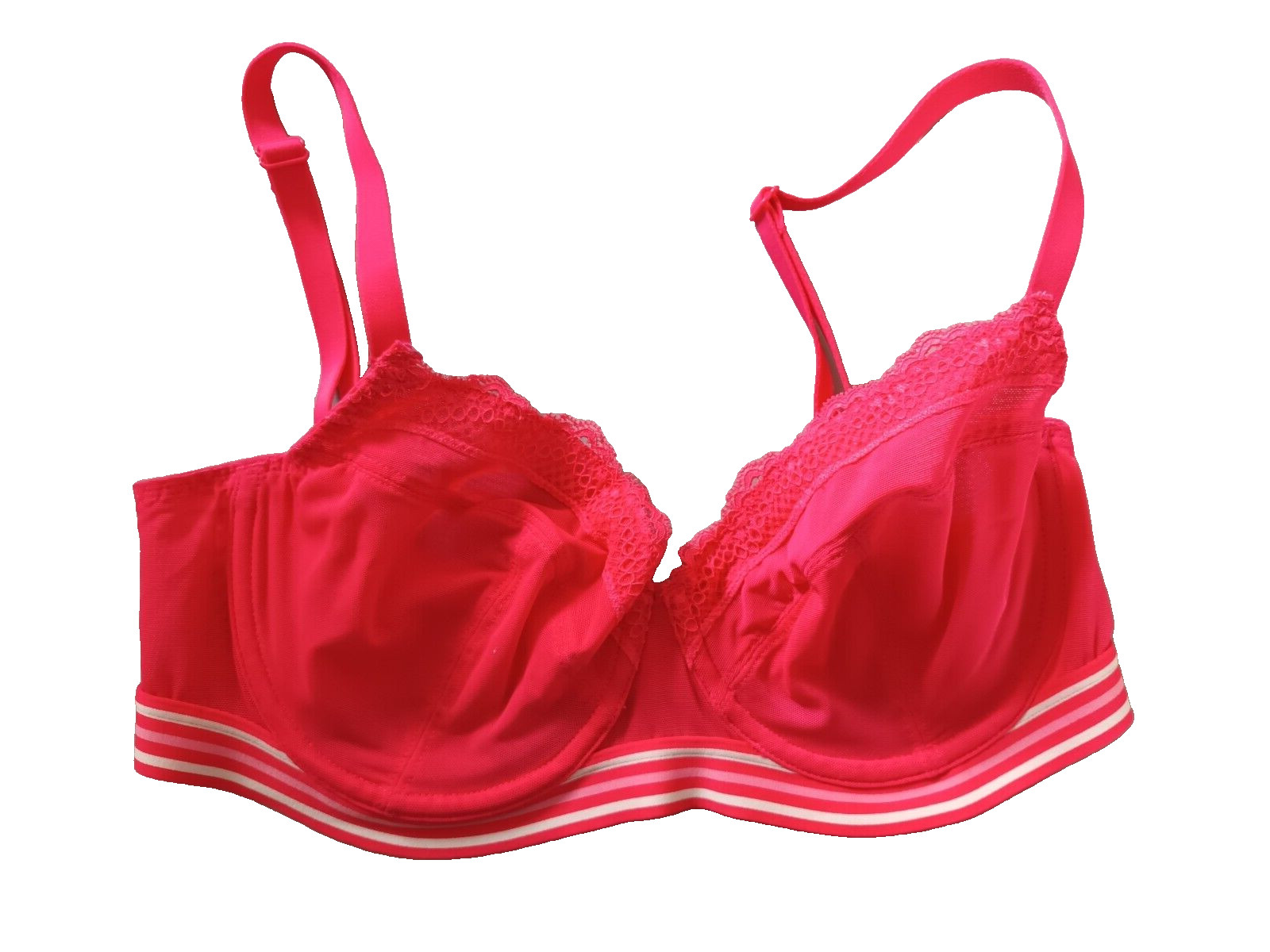 Marks & Spencer UK 34DD Red Mix Underwired Full Cup Bra With Striped Trim