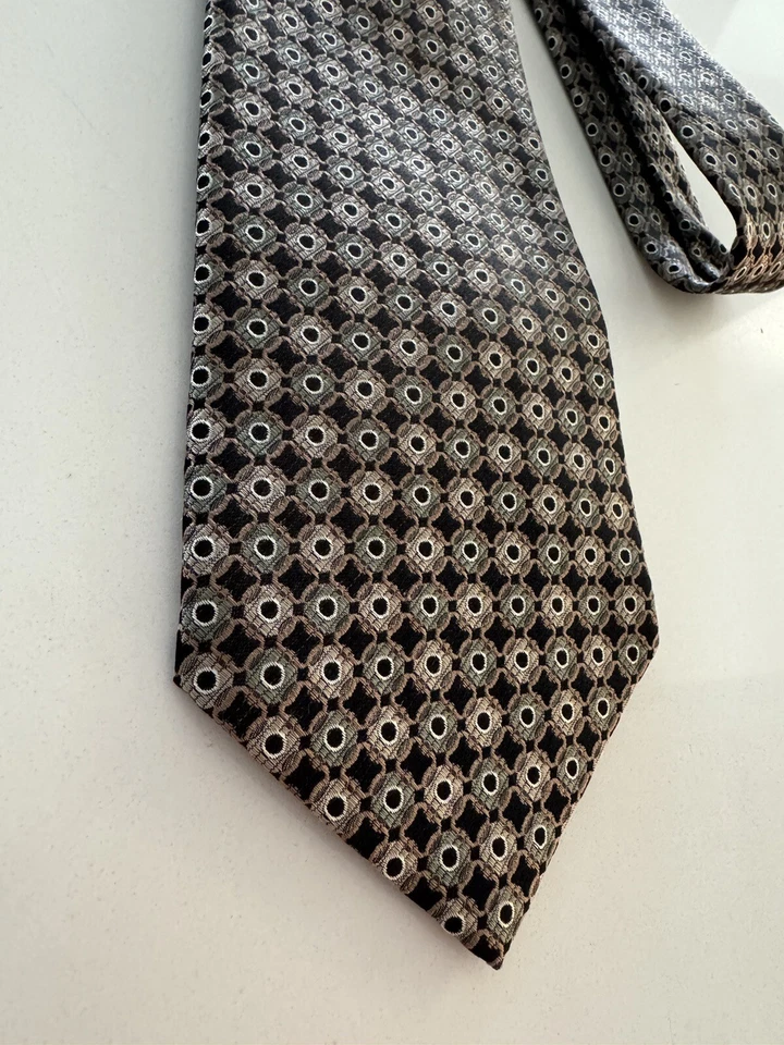 Галстук Burma Bibas чистый шелк коричневый зеленый узор WPL 13185 58 дюймов L - Изображение 2 из 4