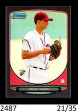 1-2013 BOWMAN CHROME DRAFT BLACK REFRACTOR DREW WARD NATIONALS 21/35
