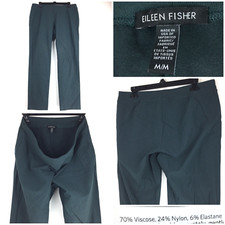 Eileen Fisher Womens Medium 34 in Waist Green Ankle Zip Lantern Pants 188