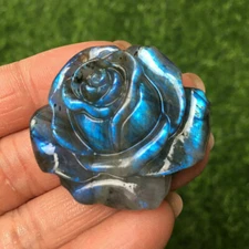 Natural Labradorite Hand Carved The roses Quartz Crystal Healing 1pc