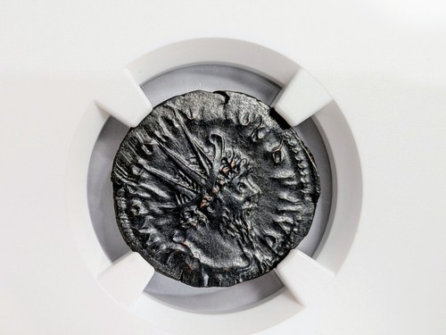 Postumus Romano Gallic AD 260-269 NGC AU BI Double Denarius Roman Empire Pax - Picture 10 of 16