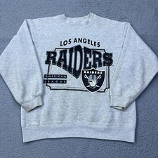 VTG Los Angeles Raiders Sweatshirt L Gray 90s NFL Football Pullover Made in USA 