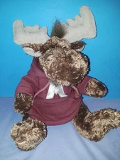 Animal Adventure Harry & David Moose Plush 11" Sitting Stuffed Animal w/ Hoodie