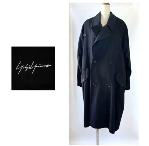 Classic Yohji Yamamoto Oversized Trench Coat Dark Gray Women's From Japan Size 1