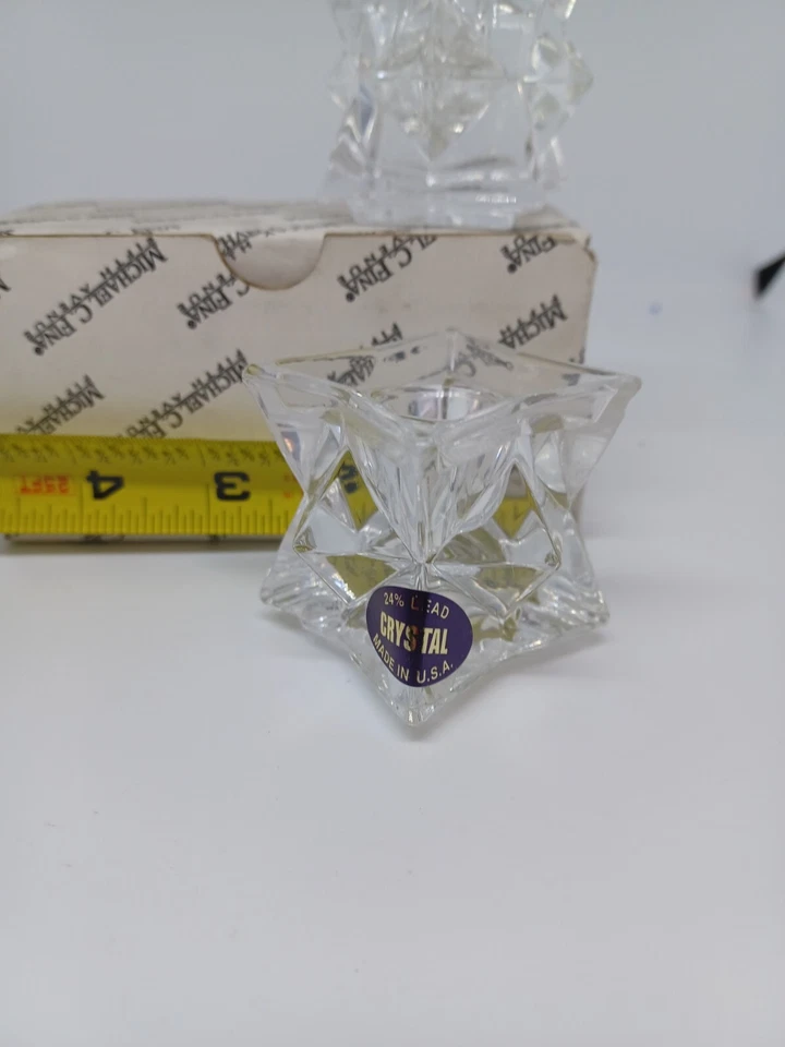 Juego de 2 candelabros cónicos estrella cristal plomo 24 % 5th Fifth Avenue de colección Foto 2 de 4