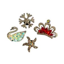 Gold and Red Bling Charms for Clogs. Shoe Charms lot of 4 NEW. Crown  Star