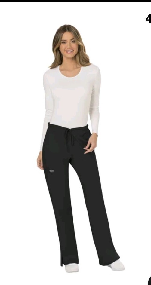 Scrubs Cherokee Workwear Mid Rise Drawstring Petite Pant WW120P BLK