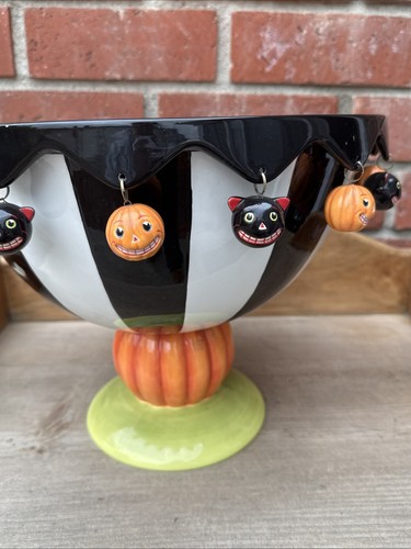 Ponche DEPT 56 Glitterville HALLOWEEN naranja calabazas y gatos negros asustados - Imagen 10 de 19