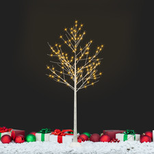6FT Birch Tree w/LED Lights Plug in Warm White for Indoor Outdoor Festival,Party
