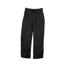 Athleta Pants Womens S Small Black Retreat Linen Straight Drawstring Slit READ