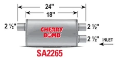 Cherry Bomb SA2265 SALUTE MUFFLER TRANSVERSE CAMARO EXHAUST 2.5" IN/OUT 18" BODY