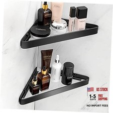 Bathroom Shelves Wall Mounted Glass Corner Shower Shelf for Black triangular 
