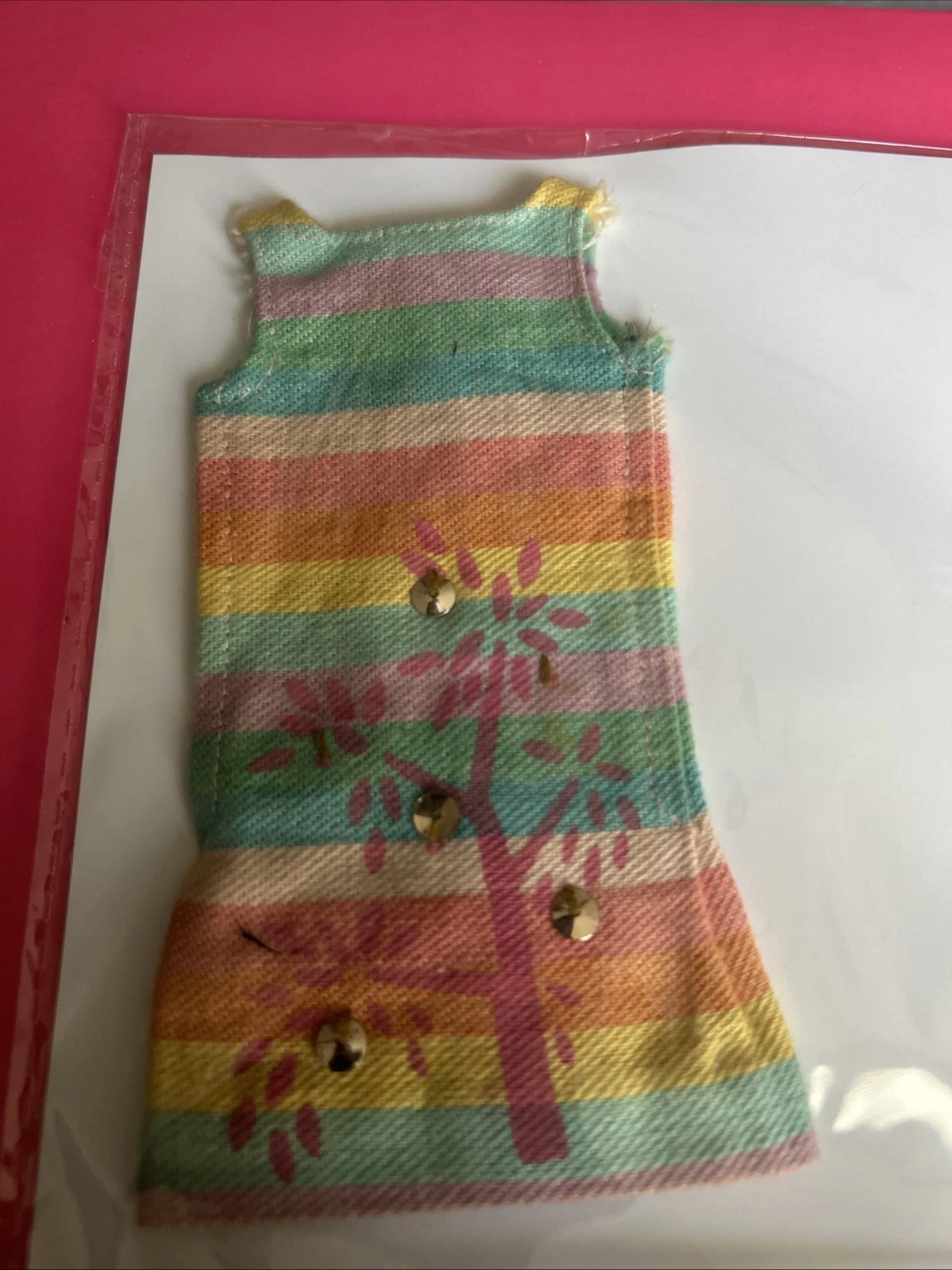 VETEMENTS Vestito Barbie Skipper Vintage Pastelli Soleggiati #1910 Righe Arcobaleno
