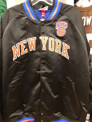 NEW YORK KNICKS  LIGHT WEIGHT  NBA  SATIN  JACKET MENS  MITCHEL & NESS BLACK