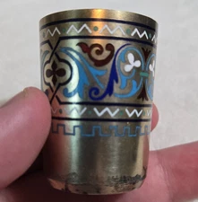 Antique Imperial Russian 84 Silver Cloisonne Enamel Vodka Shot Glass 1.4 oz