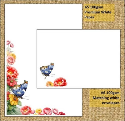Bunte Schmetterlingsliebe - A5 Brief Schreibpapier Blätter mit C6 Umschlägen