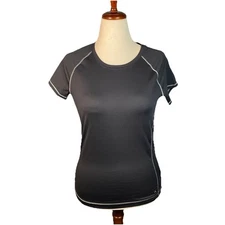 Alo Yoga CoolFit Short Sleeve Top Shirt Size Large Black Compression Fitted